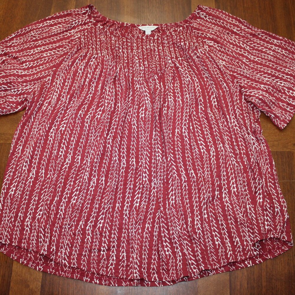 Lucky Brand Smocked Chest Short Sleeve Top Size X-Large NWOT